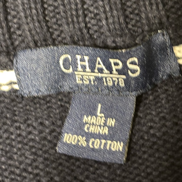 Chaps Navy and White Striped 100% Cotton knit Cardigan Size Large - Picture 6 of 8